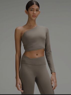 Lululemon Align One-Shoulder Long Sleeve Crop Top in Brown